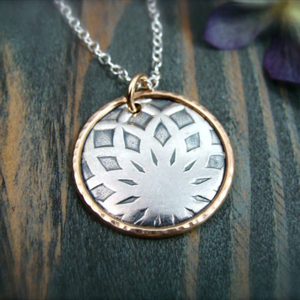 dahlia … mixed metal pendant
