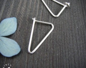 Sterling Silver Triangle Hoop Earrings – Geometric Minimalist Hoops, Modern Silversmith Jewelry