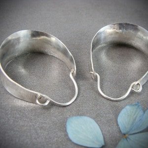 Handmade Sterling Silver Concave Hoop Earrings: Chunky Silversmith Jewelry