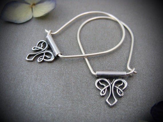 Nouveau style sterling silver hoops, Art nouveau earrings, Silversmith jewelry, Handmade jewelry, Gifts for her, Siren jewels