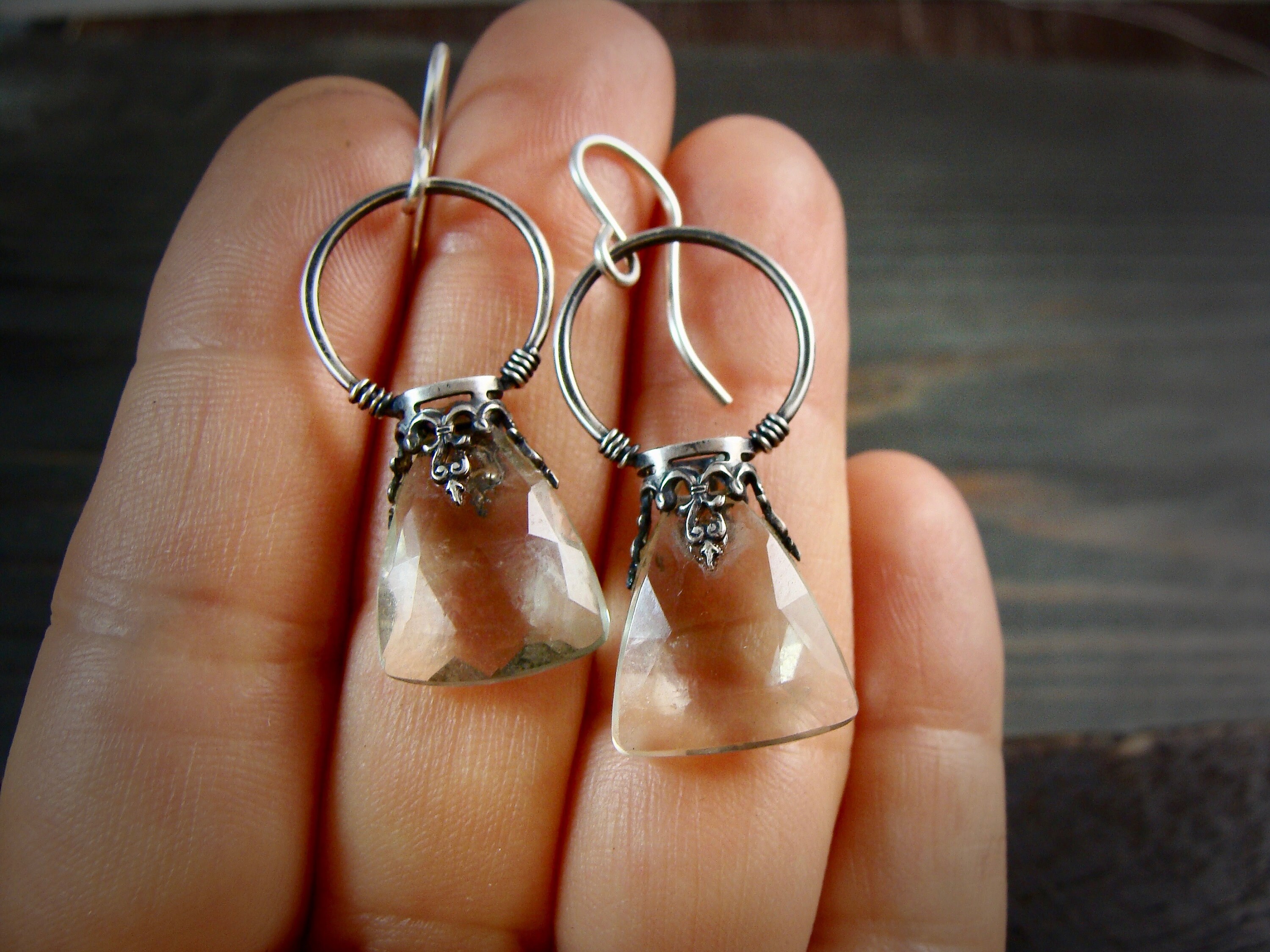 green amethyst lantern dangles.. Amethyst earrings, handmade earrings, gemstone earrings, gifts