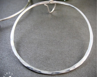 Large Hammered Sterling Silver Hoop Earrings – Handmade 925 Statement Hoops "Full Moon Hoops"