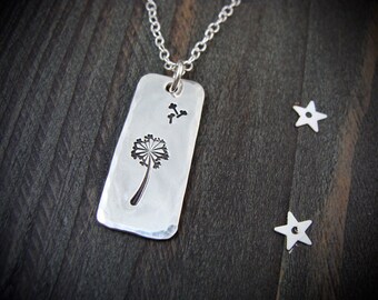 a simple wish ... sterling silver pendant, dandelion pendant, layering pendants, gifts for her, handmade jewelry