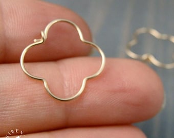 Gold Filled Clover Hoop Earrings - Petite Gothic Quatrefoil Jewelry Gift For Her