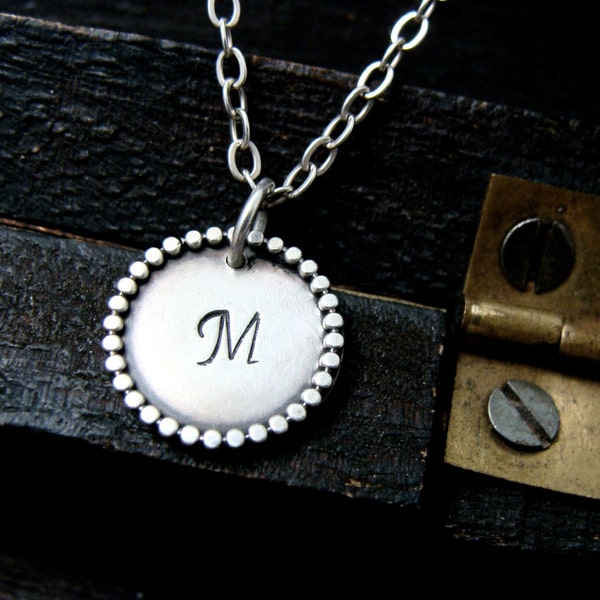 Personalized Sterling Silver Initial Pendant - Petite Delicate Hand Stamped Name Letter Jewelry
