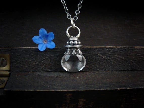 Quartz and Sterling Silver Pendulum Pendant, Quartz Gemstone Necklace, Boho Jewelry, Siren Jewels, Gifts For Her