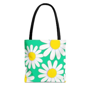 Green Daisy Tote bag Green Daisy bag Gift Bag Floral pattern