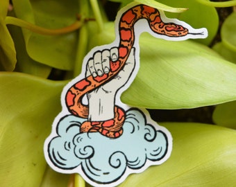 Corn Snake Medieval Woodcut Style Vinyl Sticker