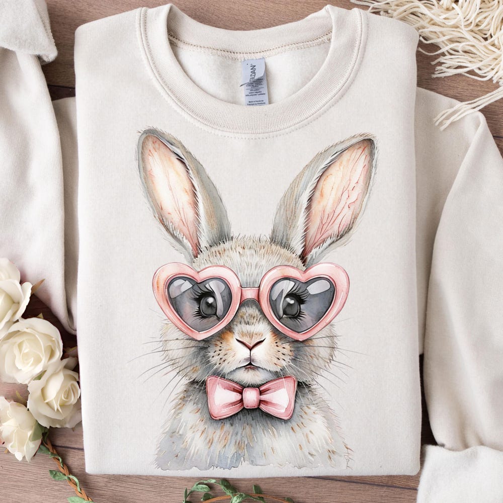 Glasses Easter Bunny Coquette Png | Easter Day Png | Happy Easter Png | Easter Brushstroke Png | Girls Easter | Bunny Ears | Jesus Easter Realtorgift