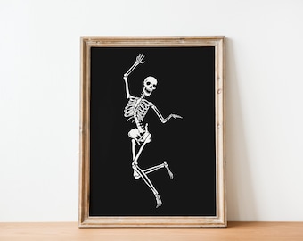 Tanzendes Skelett Print, Halloween druckbare Wandkunst (Digitaler Download)