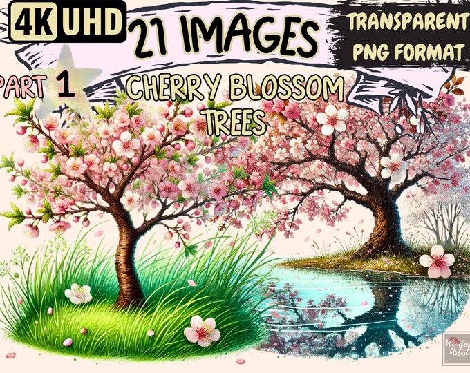Spring Tree Cipart 10 Spring Tree Clipart Bundle, PNG & JPG, Printable Patchwork ...
