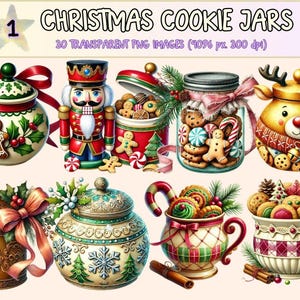 Christmas Cookie Jars Clipart – Festive Holiday Baking PNG (Digital Download)