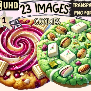 Cookies Clipart - 23 PNG Sweet Treat Illustrations, Cookie Sugar Dessert Art, Instant Digital Download, Unlimited Commercial Use for Crafts