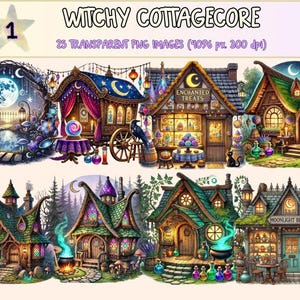 Witchy Cottagecore Clipart – Magical Rustic PNG Graphics (Digital Download)