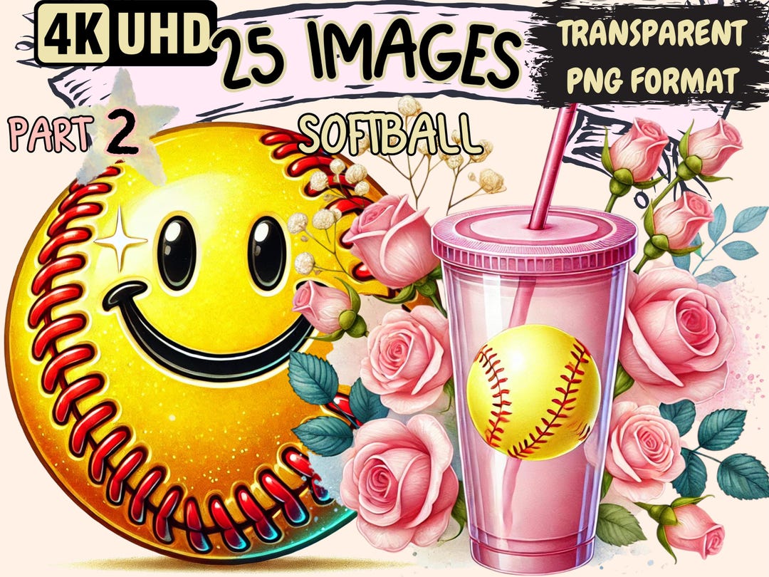 Pink Softball P2 Clipart – 25 PNG Sport Illustrations (digital Download ...