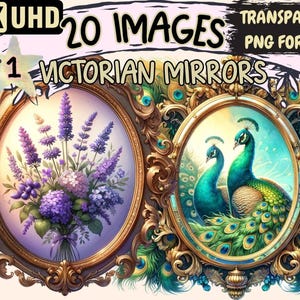 Victorian Mirror Clipart – 20 Elegant PNG Graphics (Digital Download)