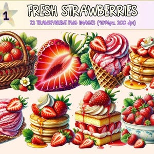 Strawberry Clipart – 23 Farm Fresh PNG Graphics (Digital Download)