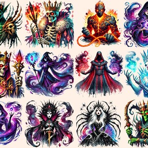 Fantasy Villains Clipart – Dark Magic PNG Graphics, Mythical Characters (Digital Download) bild 2