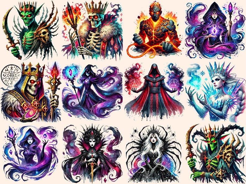 Fantasy Villains Clipart – Dark Magic PNG Graphics, Mythical Characters (Digital Download) bild 2