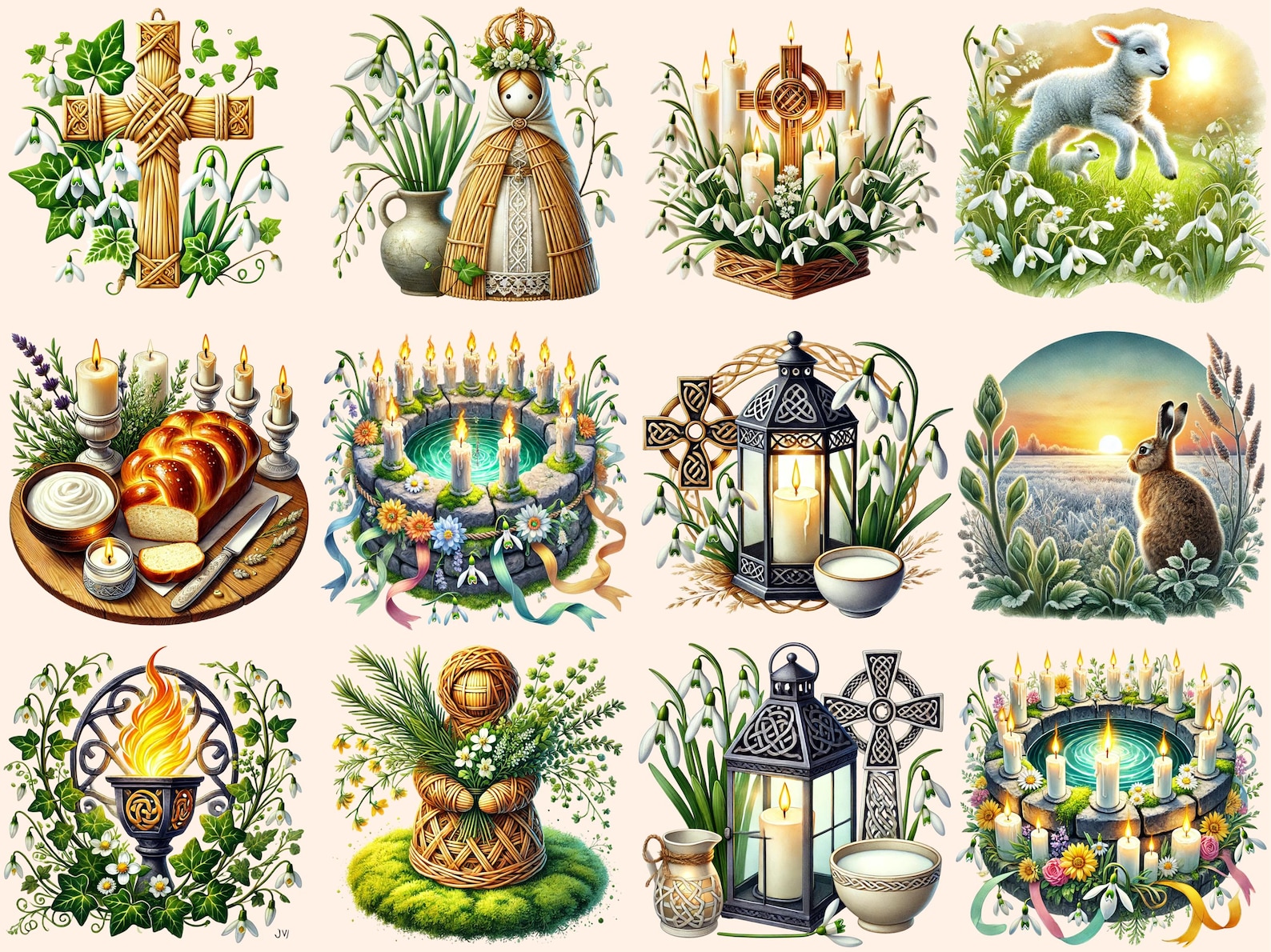 Imbolc Celebrations Clipart – 38 PNG Pagan Festival Graphics (digital ...