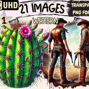 Western Clipart - 21 PNG Cowboy Ranch Illustrations, Wild West Rodeo Art, Instant Digital Download, Unlimited Commercial Use for Crafts