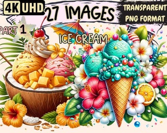 Ice Cream Clipart – 27 PNG Graphics, Commercial Use (Digital Download)