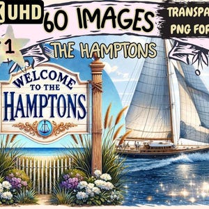 Hamptons Clipart – 60 Coastal Village PNG Illustrations (Digital Download)