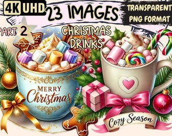 Christmas Drinks Clipart – Festive Holiday Beverage Illustrations (Digital Download)