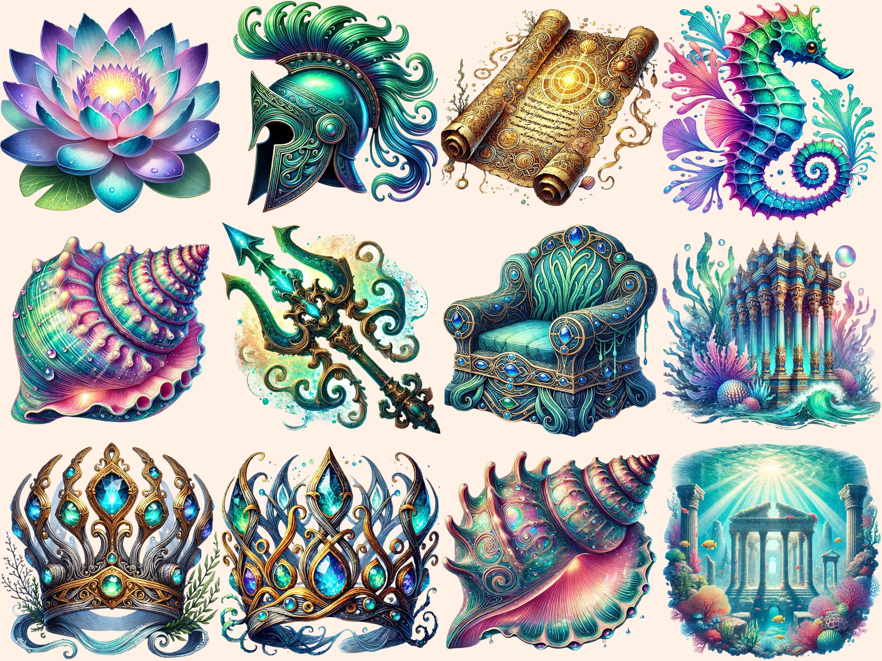 Atlantis Clipart – 31 PNG Mythical Underwater City Illustrations