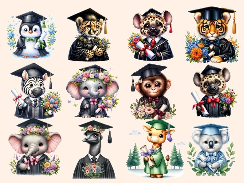 Graduation Animals Clipart Animal design - Wonders Artist
