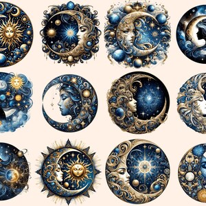 Mystical Moons Clipart autopost Cute moon art Digital moon art - WondersArtist