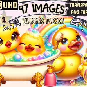 Rubber Ducks Clipart - 47 PNG Cute Colorful Duck Graphics, Fun Bath Bubble Toy Printables, Instant Digital Download,Unlimited Commercial Use