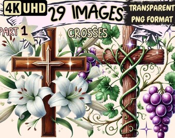Crosses Clipart – Religious PNG Illustrations, Christian Art (Digital Download)