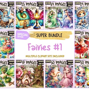 Fairies SUPER BUNDLE - 20 Clipart Bundles Inside, Magical Fairy Fantasy Graphics, Mega Promo Clipart, Digital Download, Commercial Use