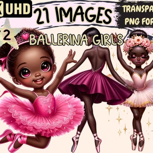 Ballerina Girls (P2) Clipart - 21 PNG Graceful Dancer Graphics, Ballet Printables, Instant Digital Download, Unlimited Commercial Use Crafts