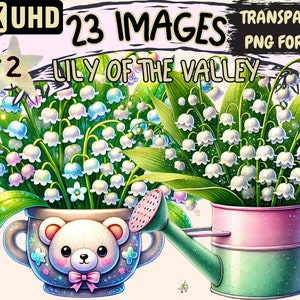 Lily of the Valley (P2) Clipart - 23 PNG Floral Illustrations, Botanical Art, Instant Digital Download, Unlimited Commercial Use for Crafts