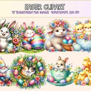 Easter Clipart – 117 PNG Spring Animals Graphics (Digital Download)