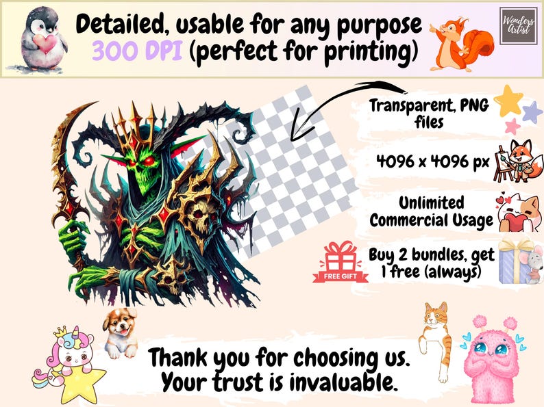 Fantasy Villains Clipart – Dark Magic PNG Graphics, Mythical Characters (Digital Download) bild 6