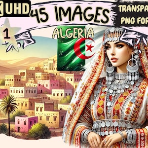 Algeria Clipart - 45 PNG Cultural Scenic Illustrations, Algerian Landmarks Heritage Art, Instant Digital Download, Unlimited Commercial Use