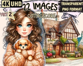 Cottagecore Clipart – 22 PNG Graphics, Rustic Countryside (Digital Download)
