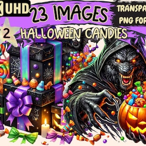 Halloween Candies (P2) Clipart - 23 PNG Spooky Sweet Treat Illustrations, Festive Art, Instant Digital Download, Unlimited Commercial Use