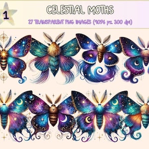 Celestial Moth Clipart – 27 PNG Graphics (Digital Download)