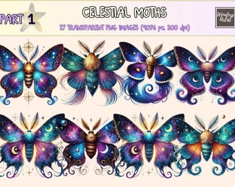 Celestial Moth Clipart – 27 PNG Graphics (Digital Download)