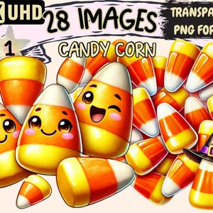 Candy Corn Clipart - 28 PNG Sweet Halloween Treat Illustrations, Festive Art, Instant Digital Download, Unlimited Commercial Use for Crafts