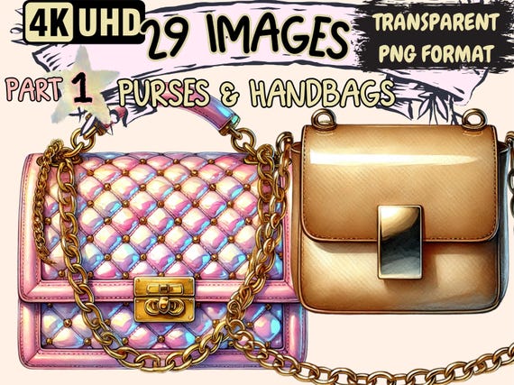 Fashion Handbag Clipart – Designer Purse Illustrations (29 PNG Digital Download)