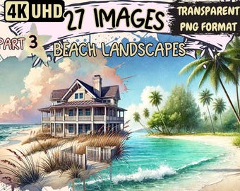Beach Landscape Clipart – 27 PNG Coastal Graphics (Digital Download)