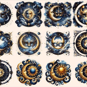 Mystical Moons Clipart autopost Cute moon art Digital moon art - WondersArtist