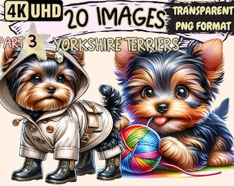 Yorkie Clipart – 20 PNG Adorable Dog Graphics (Digital Download)