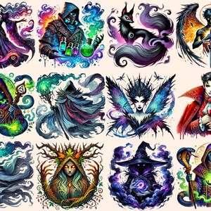 Fantasy Villains Clipart – Dark Magic PNG Graphics, Mythical Characters (Digital Download) bild 3