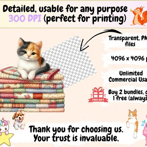 Kittens Clipart - 91 PNG Adorable Kitten Graphics, Cute Cat Printables, Instant Digital Download, Unlimited Commercial Use Crafts Designs image 9